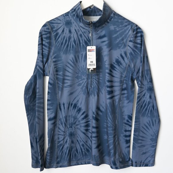 32 DEGREES Blue Tie Dye Lightweight Athletic Quarter Zip Jacket - Size XS - NWT - Picture 1 of 9